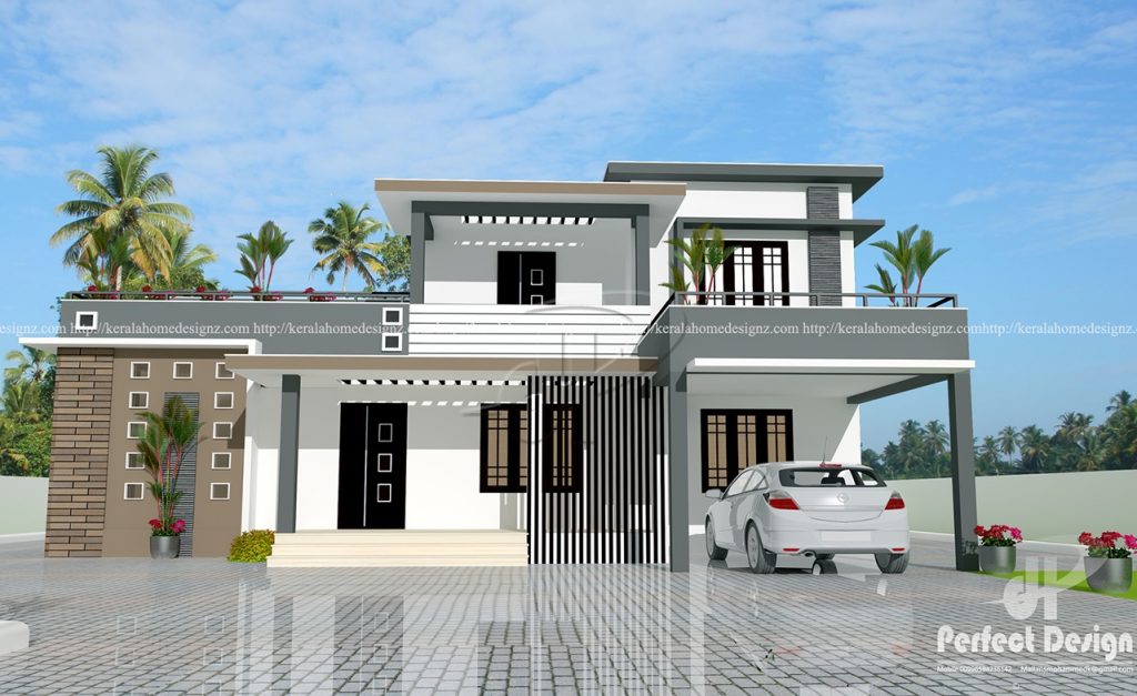 บ้านสองชั้นมาพร้อมดาดฟ้ากว้าง สวยโมเดิร์นคุมโทนสีพื้น