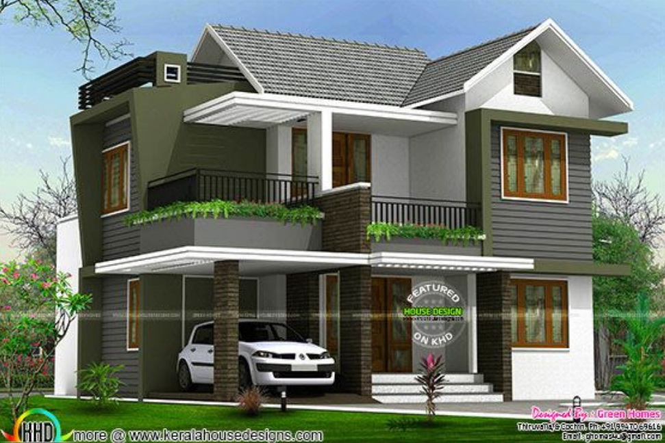 บ้านสองชั้นทรงร่วมสมัยโทนสีขรึม ภายในมี 4 ห้องนอน