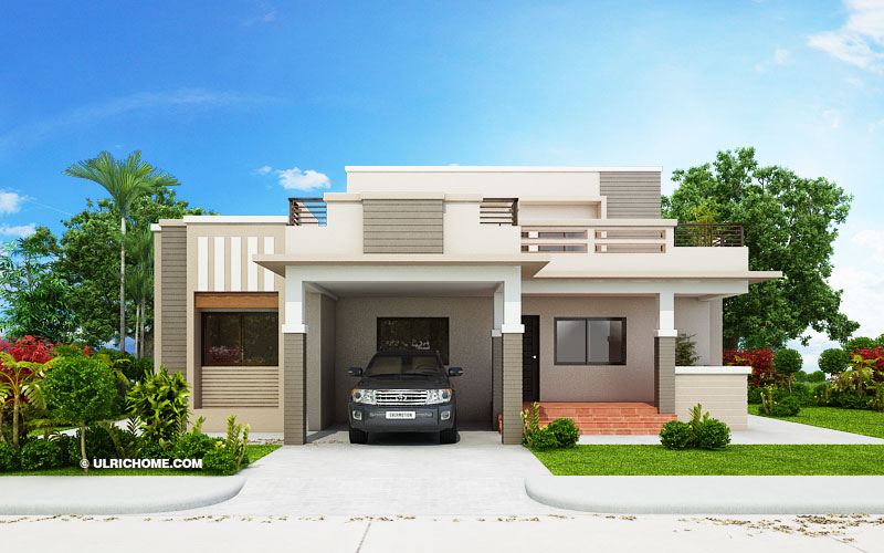 บ้านหลังคา Flat Slab ขนาด 4 ห้องนอน ทรงเหลี่ยมสวยทันสมัย